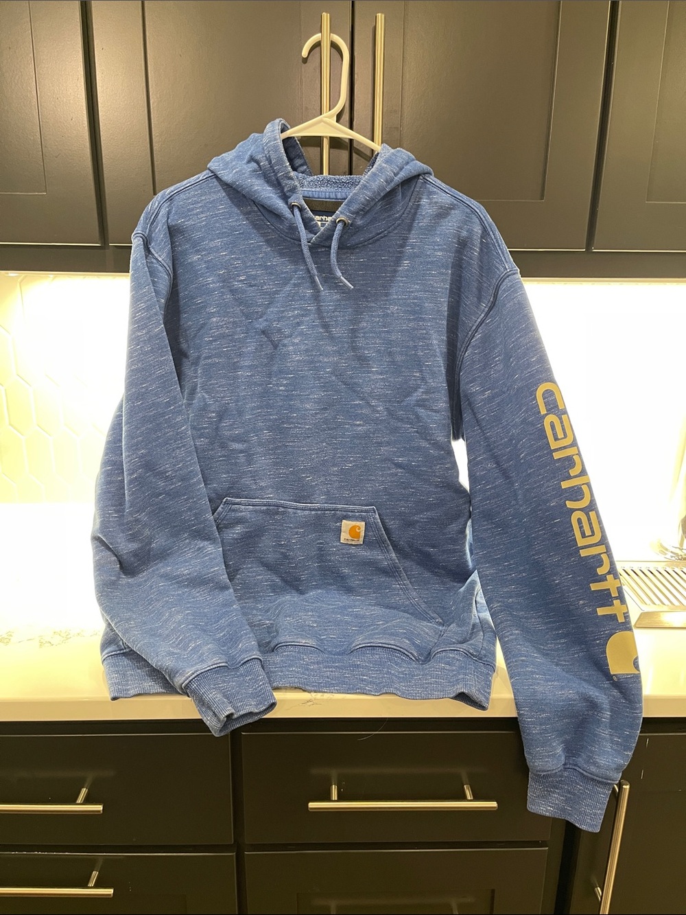 Carhartt Men's Heather Blue Hooded Sweatshirt (Loose Fit)